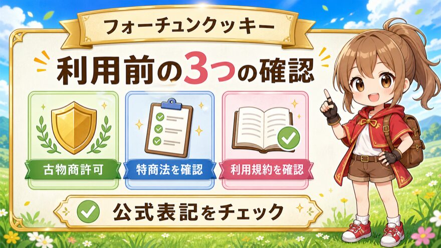 フォーチュンクッキーの利用前確認事項を示す図解
