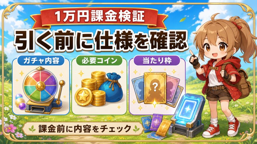 フォーチュンクッキーのガチャ仕様を確認する図解