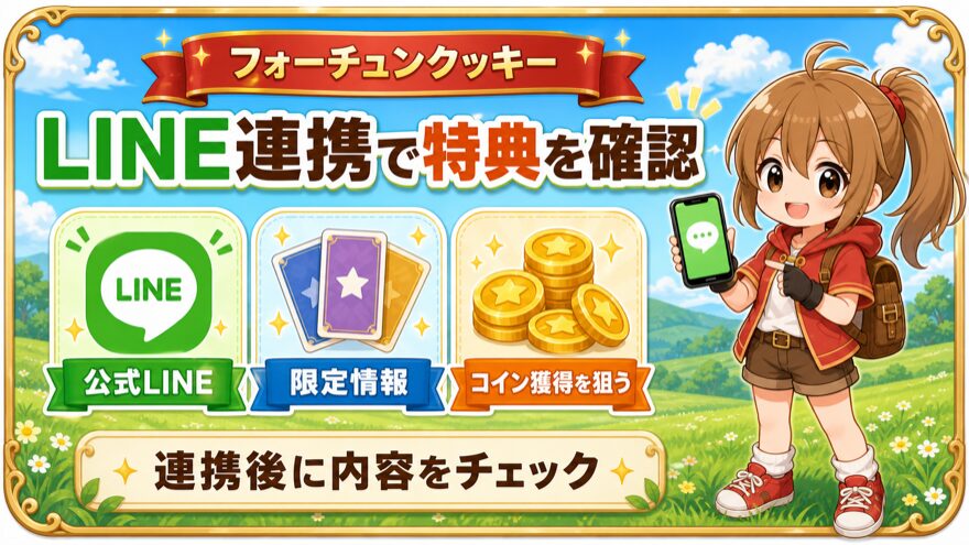 フォーチュンクッキーのLINE連携特典を示す図解