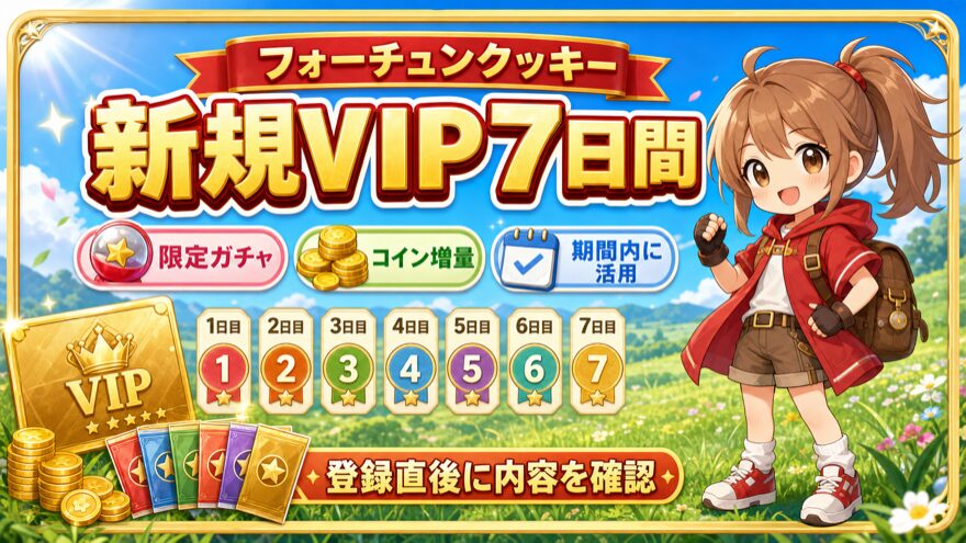 フォーチュンクッキーの新規VIP7日間特典を示す図解
