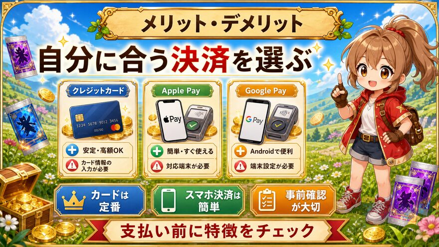 フォーチュンクッキーの支払い方法別メリットとデメリットを比較する図解