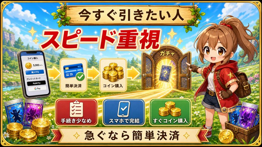 フォーチュンクッキーですぐガチャを引きたい人向けの支払い方法を示す図解