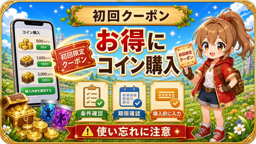 フォーチュンクッキーの初回クーポンでお得にコイン購入する図解