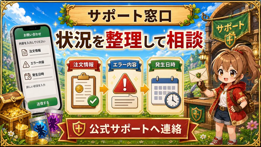 フォーチュンクッキーの支払いトラブルをサポートへ相談する図解