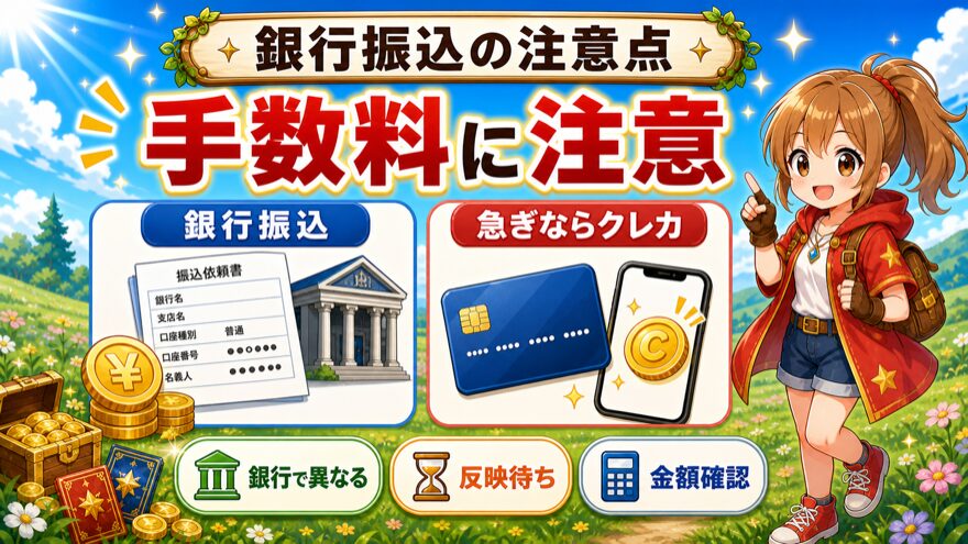 GRIMオリパの銀行振込は手数料に注意
