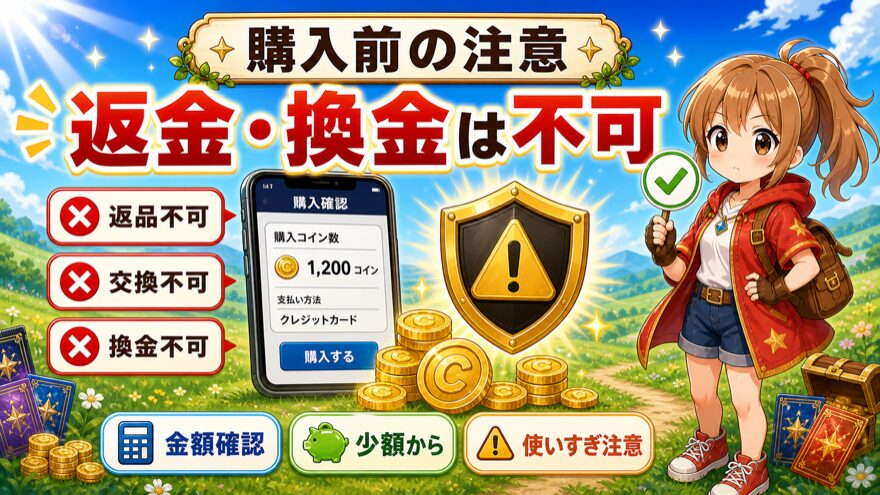 GRIMオリパのコイン購入後は返金や換金が不可