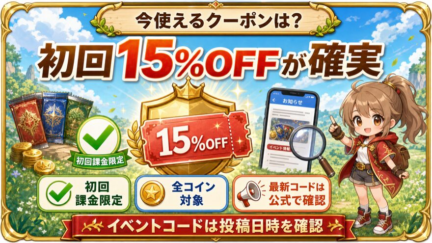 GRIMオリパで確実に使える初回15%OFFを示す図解