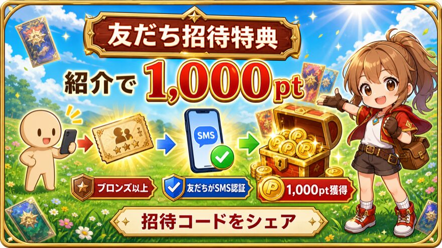 GRIMオリパで友だち招待しSMS認証完了で1,000ptを獲得