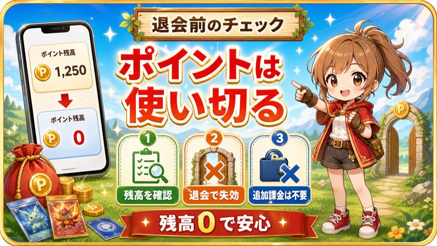クローブオリパ退会前に保有ポイントを使い切る図解