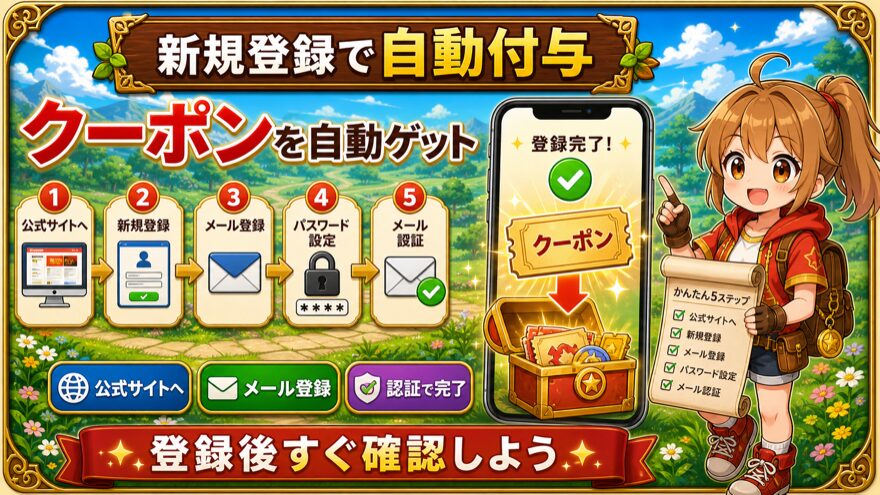 フォーチュンクッキー新規登録でクーポン自動付与の図解