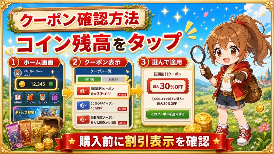 フォーチュンクッキー初回割引クーポン確認方法の図解