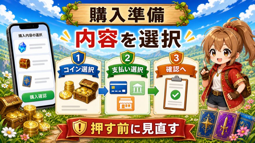 オリパスマッシュで購入コインと支払い方法を選ぶ手順