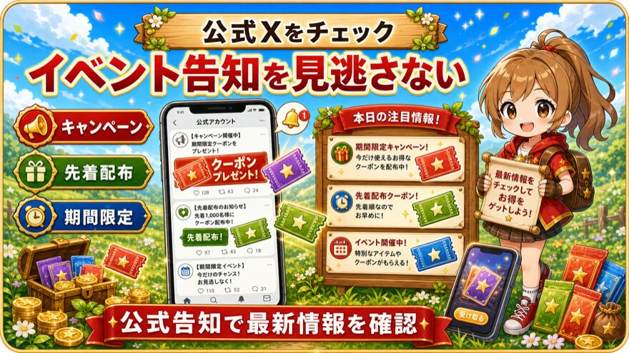 公式Xのイベント告知確認を示す図解
