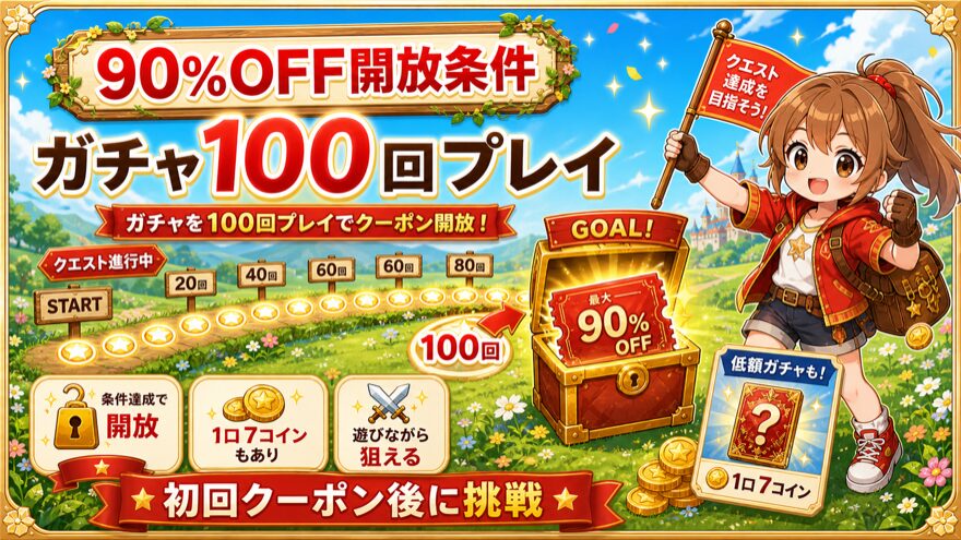 フォーチュンクッキー90%OFFクーポン開放条件の図解
