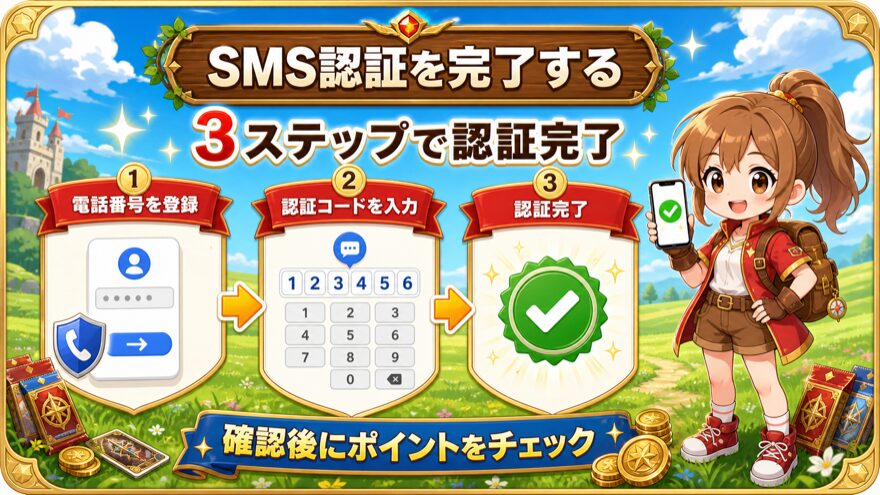 GRIMオリパで電話番号と認証コードを入力してSMS認証を完了する手順