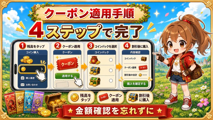 フォーチュンクッキークーポン適用手順の図解