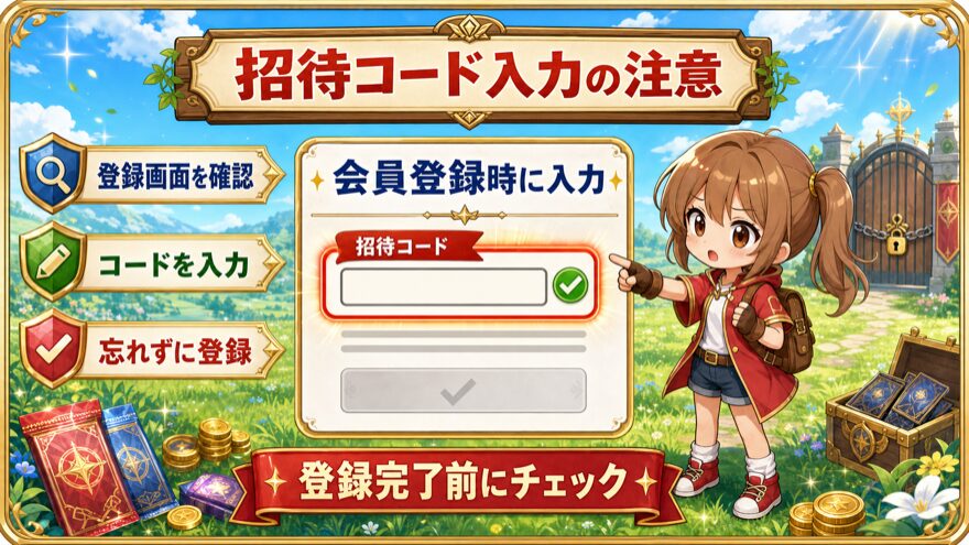 GRIMオリパの招待コードは会員登録時に入力する注意点