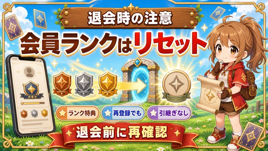 クローブオリパ退会で会員ランクがリセットされる図解
