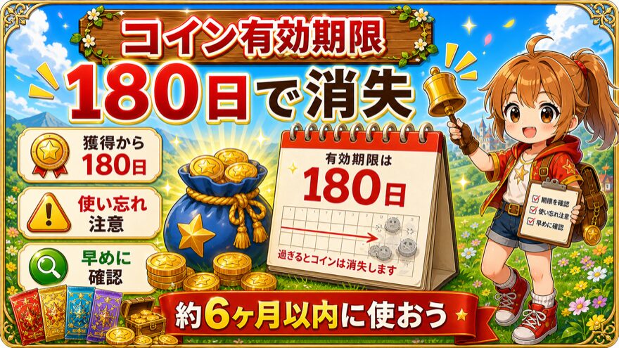 フォーチュンクッキーコイン有効期限180日の図解