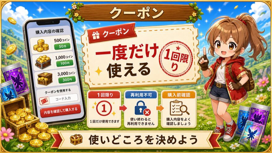 オリパスマッシュ クーポンは一度しか使えないの図解