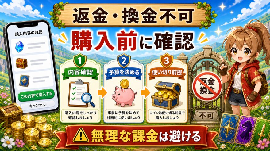 オリパスマッシュのコイン購入後の返金換金不可の注意点