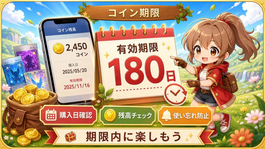 オリパスマッシュ コインの有効期限は180日の図解