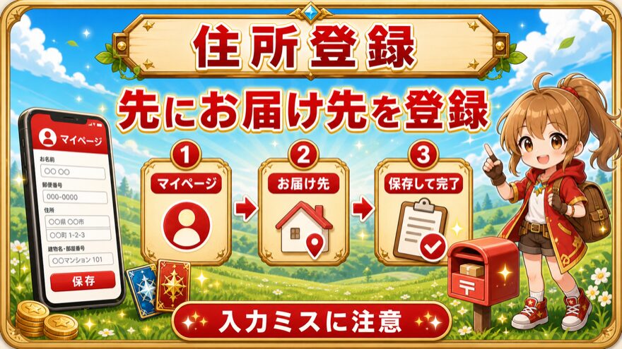 オリパスタジアム発送先住所の登録手順