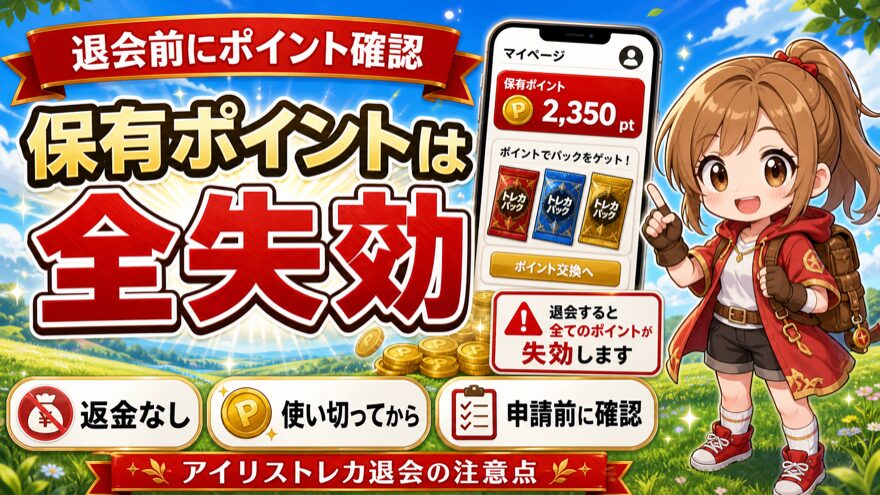 アイリストレカ退会で保有ポイントが失効する注意点を示す図解