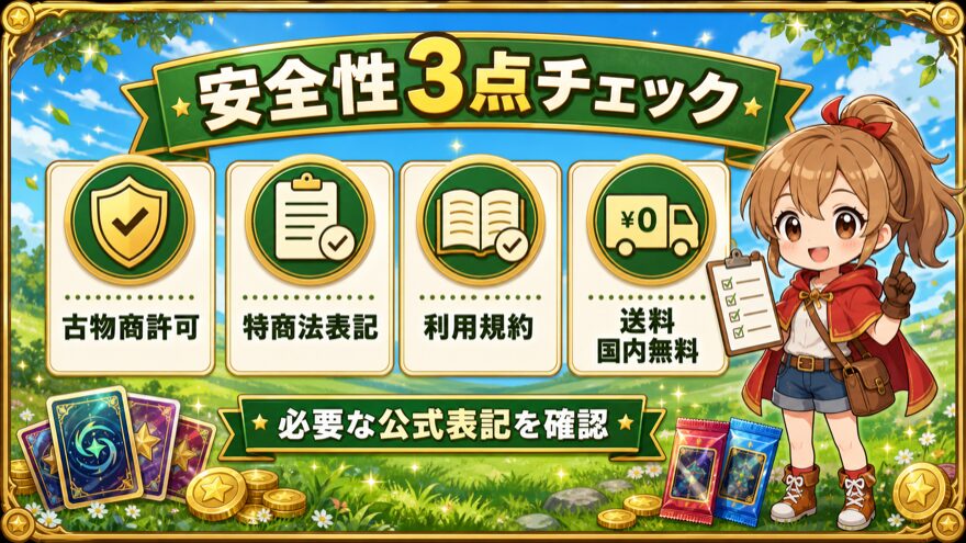 アイリストレカの古物商許可・特商法・利用規約も整備を示す図解