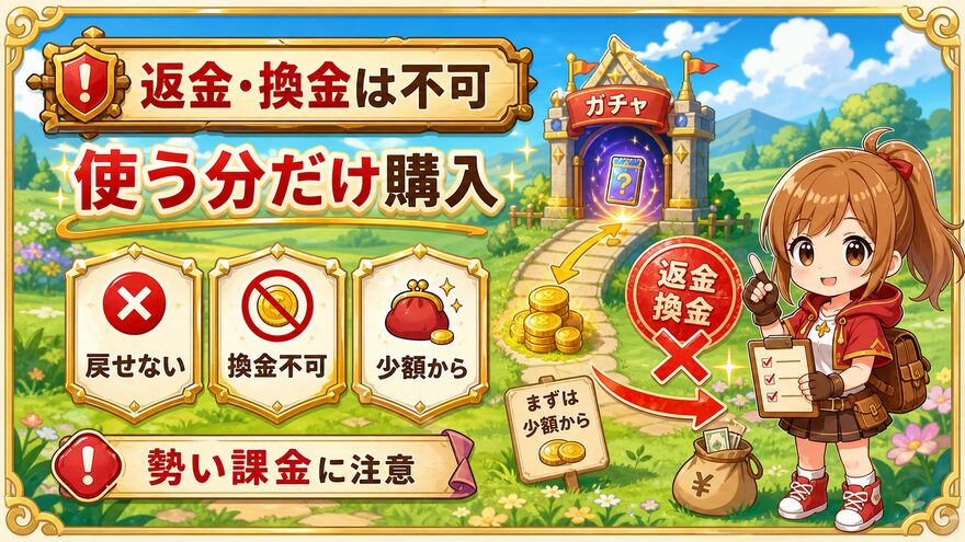 オリパスタジアムのコインは購入後の返金や換金ができない