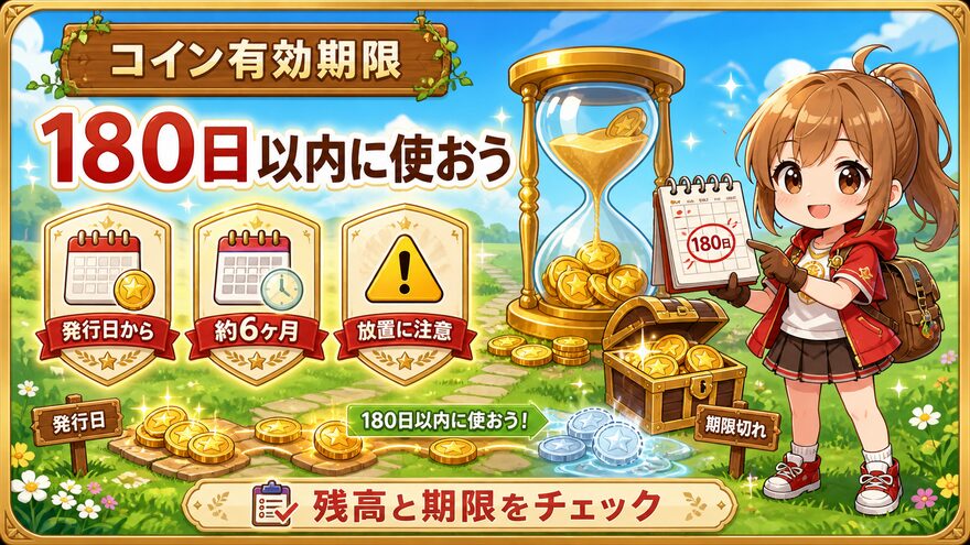 オリパスタジアムのコイン有効期限は発行日から180日