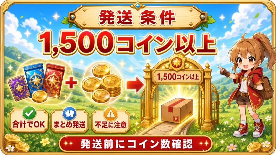 オリパスタジアム発送には1500コイン以上必要