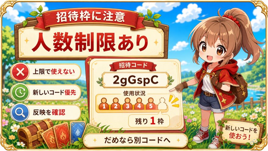 オリパワン招待コードの人数制限を示す図解