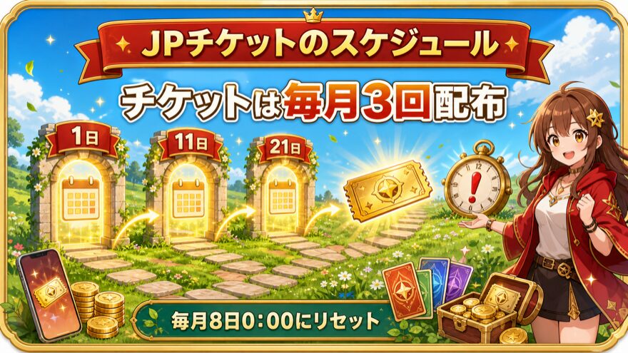 DOPAのJPチケット配布日とリセット日を示す図解