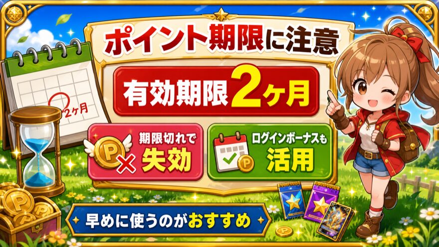 アイリストレカのポイントの有効期限は2ヶ月を示す図解