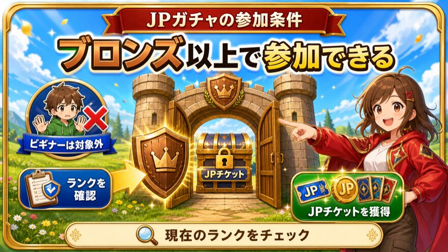 DOPAジャックポットガチャのブロンズランク参加条件を示す図解