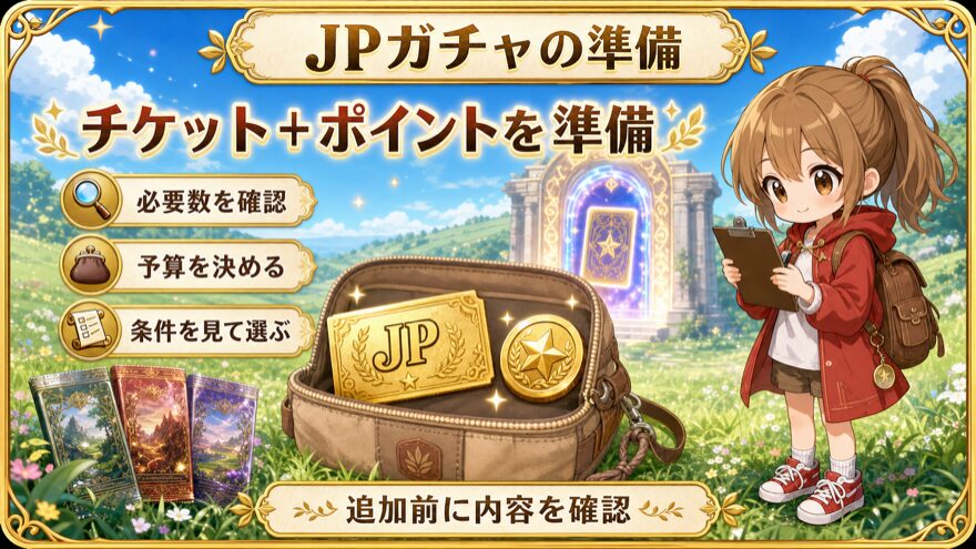 DOPAのJPガチャに必要なポイント準備を示す図解