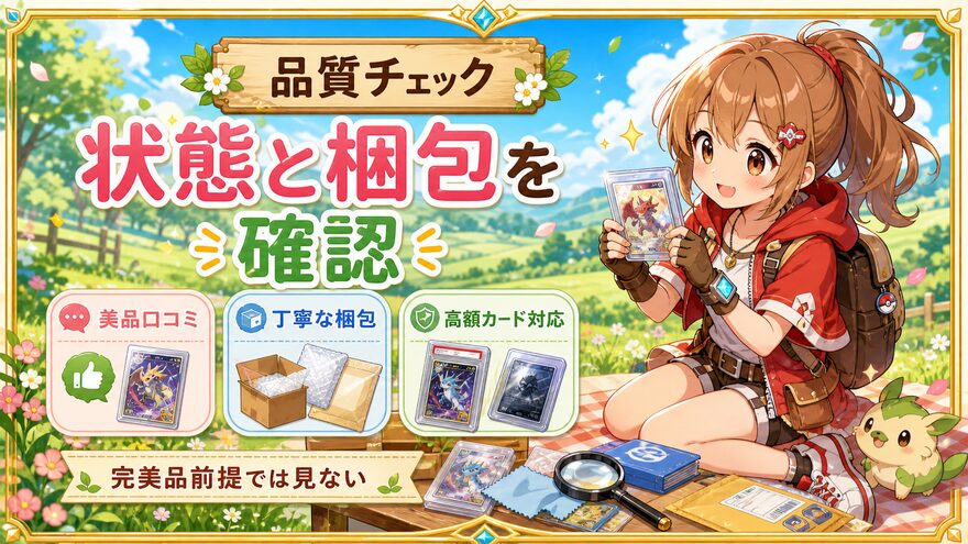 品質｜カード状態・梱包の丁寧さの図解