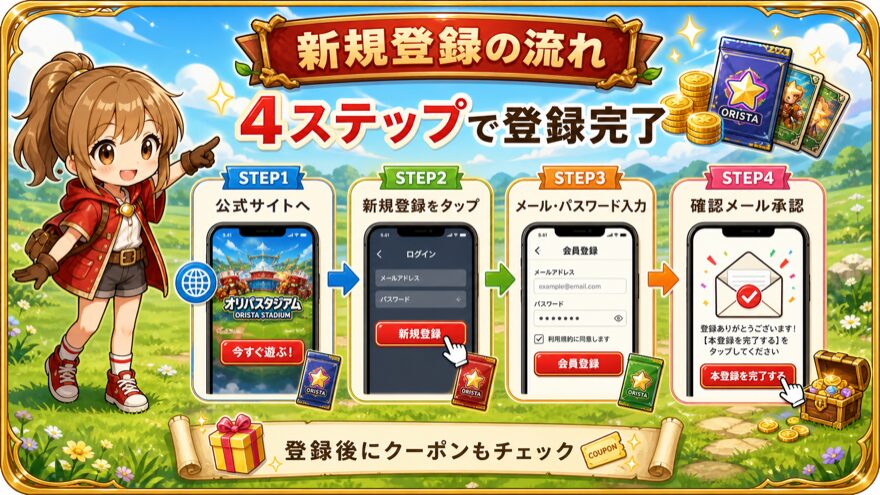 オリパスタジアムの新規登録の流れ図解
