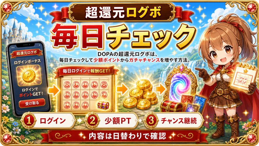 DOPAの超還元ログボを毎日チェックする流れ
