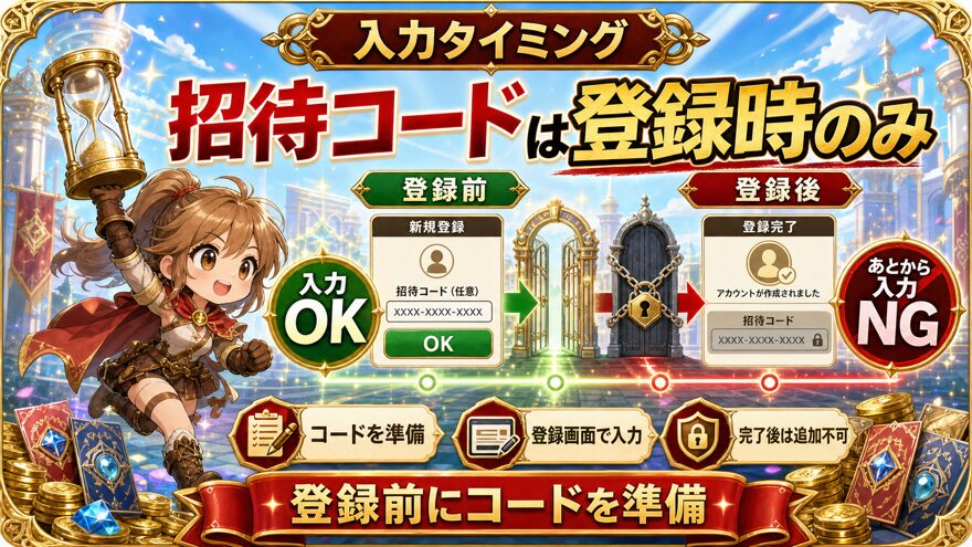 DOPA招待コードは新規登録時のみ入力でき登録後は追加できない
