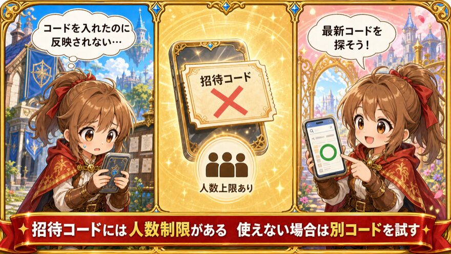 使えない招待コードは人数上限を確認して別コードを試す