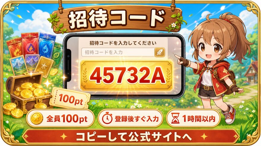 ポケットクロスの招待コード45732Aを示す図解