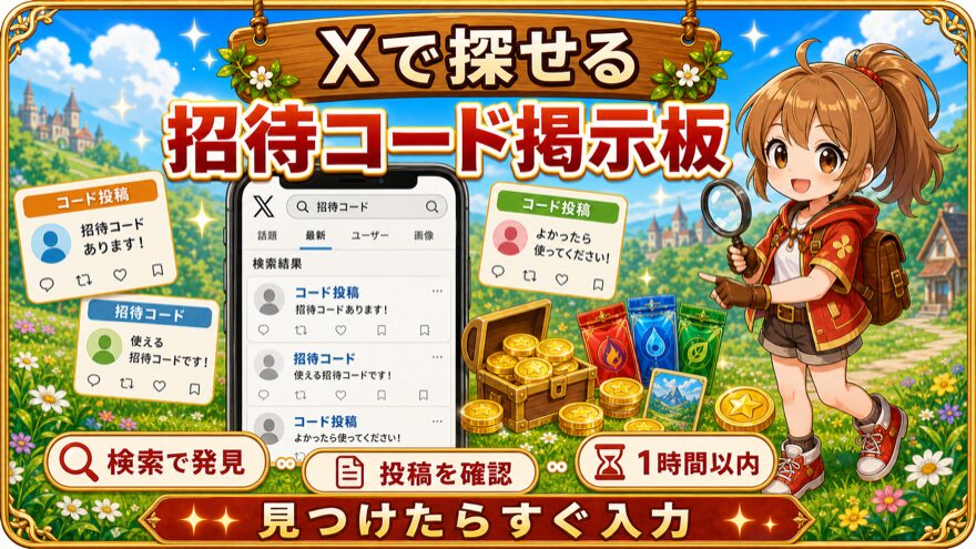 ポケットクロス招待コードをXで探す方法の図解