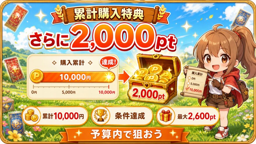 ポケットクロス累計購入特典2,000ptの図解