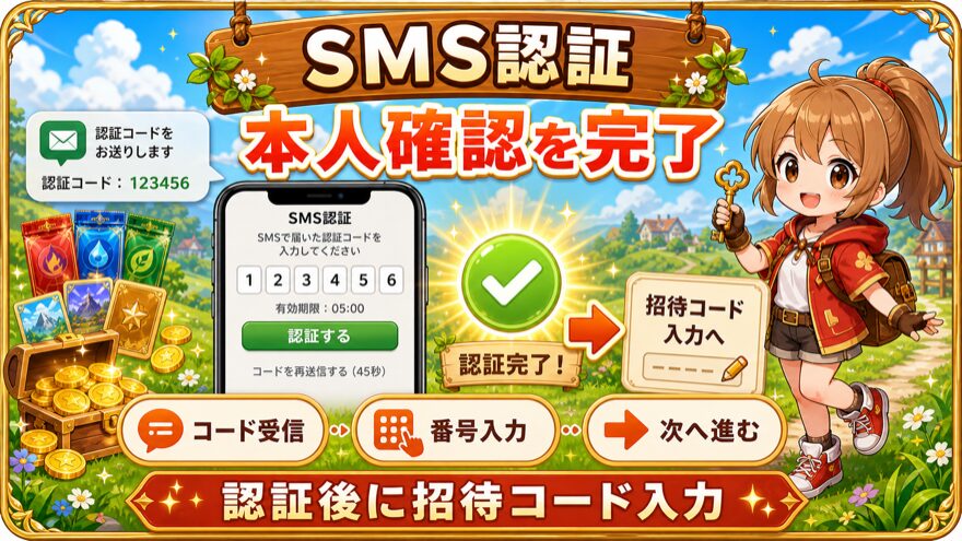 ポケットクロスのSMS認証手順を示す図解