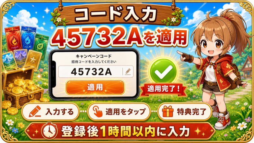 ポケットクロス招待コード45732Aの入力方法の図解