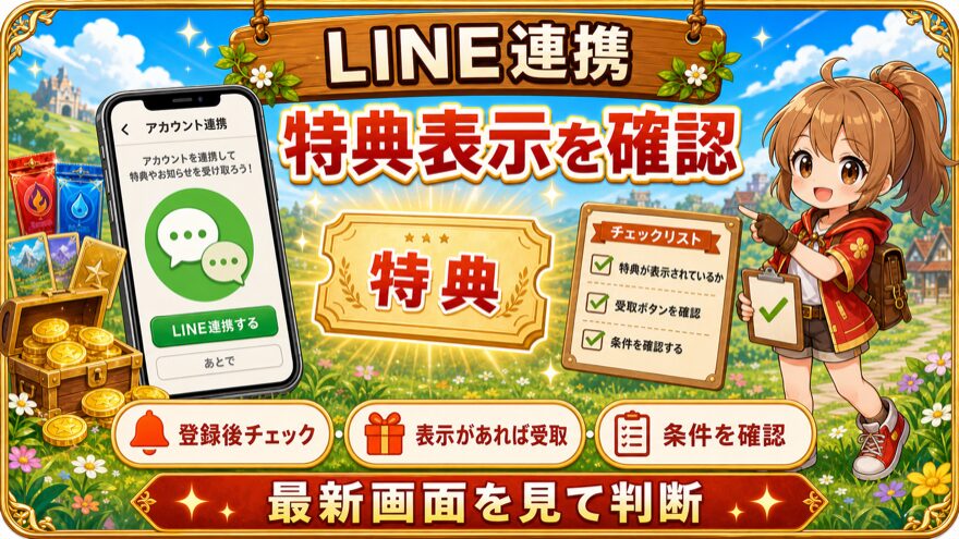 ポケットクロスのLINE連携特典確認を示す図解