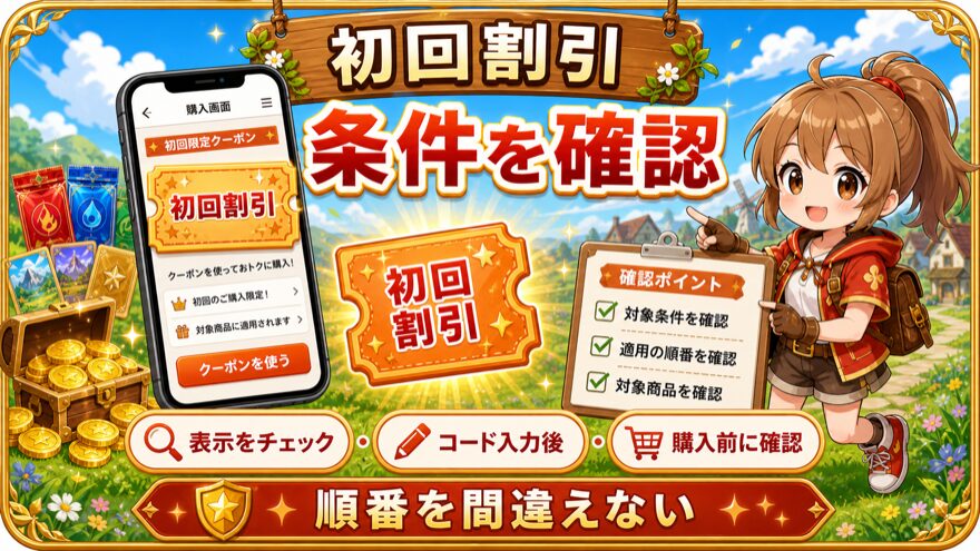 ポケットクロス初回割引の条件確認を示す図解