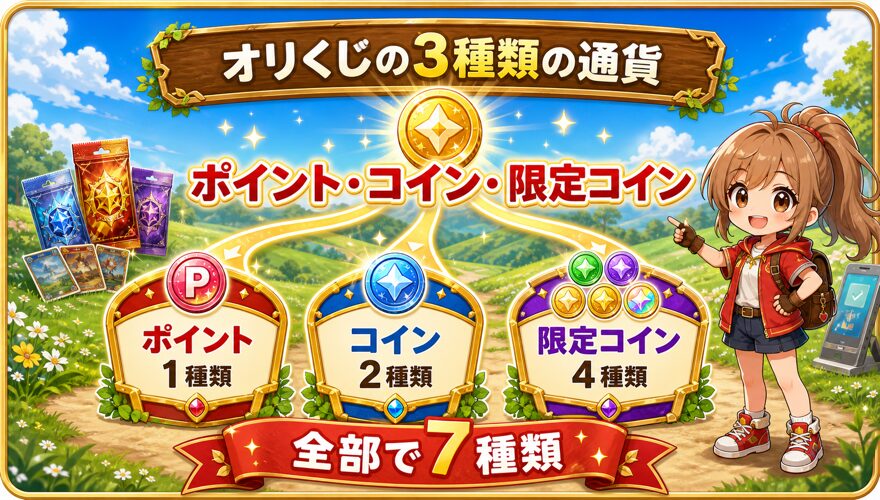 オリくじのポイント・コイン・限定コインの違い